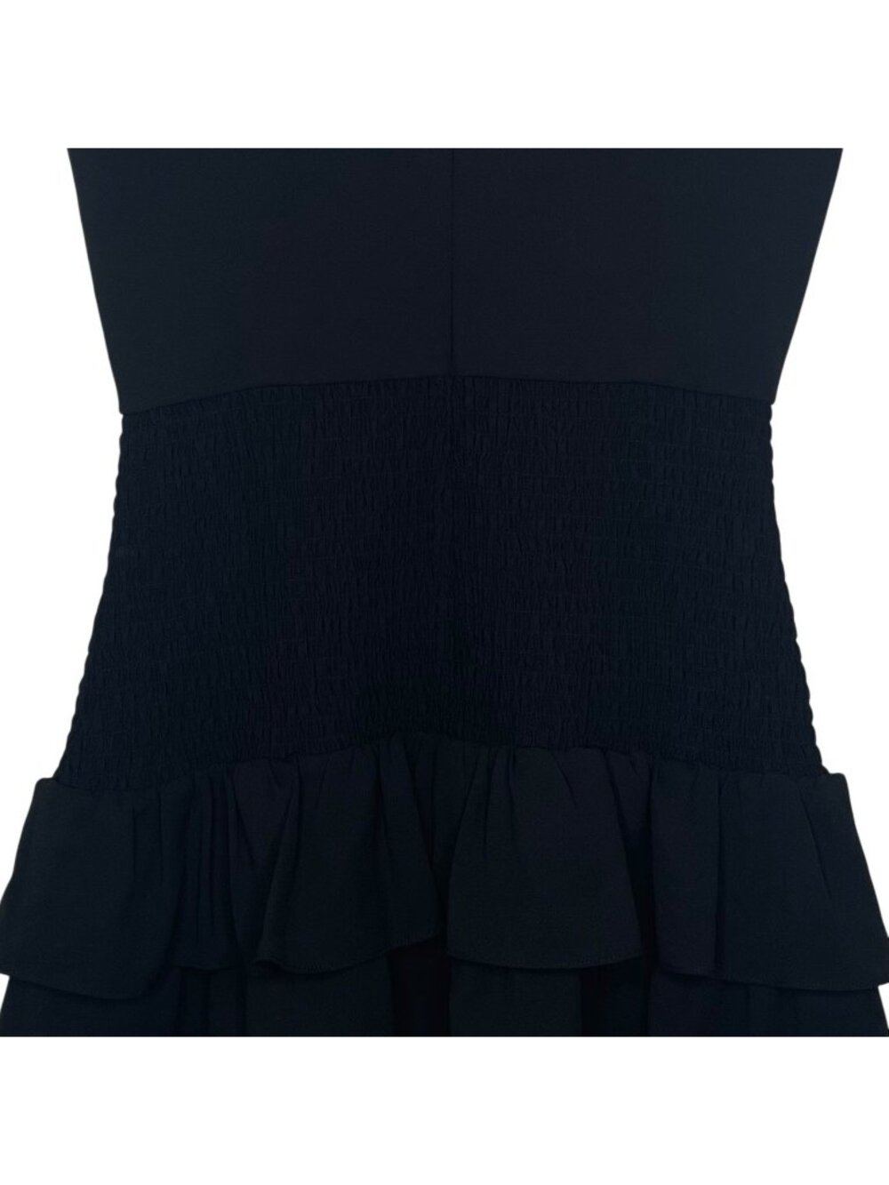 Amanda Uprichard Zita Ruffle Mini Dress Size Small V-Neck Tie Straps Black - Picture 5 of 8